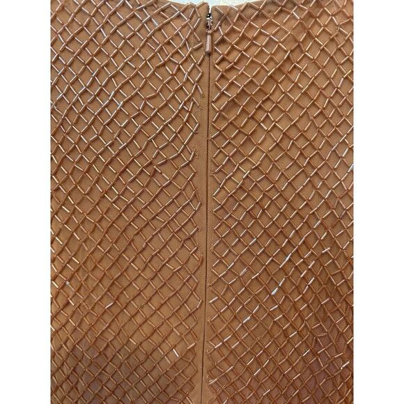 Mac Duggal 93674 Copper Cocktail Beaded Dress Sz 16 MIDI Puff Sleeves NWTs $598 - Picture 8 of 9